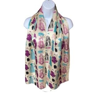 Vintage Favolosa 100% Silk Scarf Fashion Dress Clothes Ice Skates Purple 14 X 28